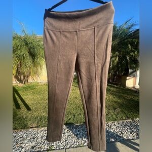 Andrew Marc Pants, Women’s Medium Brown, faux Suede, Stretch High Waist, Pull on